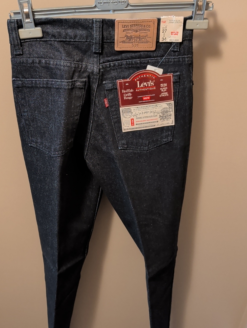 Vintage Dead stock Levi's 531 Super Slim Jeans in Dark Indigo